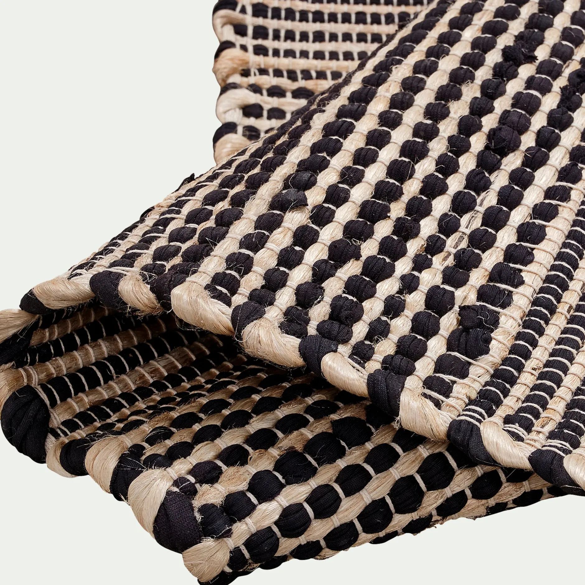 Tapis En Jute|Tapis De Salon*alinea Tapis en coton recyclé et jute - 170x120cm Noir