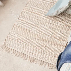 Tapis De Couloir|Tapis De Cuisine*alinea Tapis en coton recyclé et jute - naturel et 60x110cm Blanc