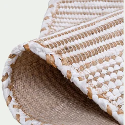 Tapis En Jute|Tapis De Salon*alinea Tapis en coton recyclé et jute - naturel et D160cm Blanc