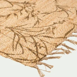 Tapis En Jute|Tapis De Salon*alinea Tapis en jute à motif végétal finition franges 120x170cm - Naturel