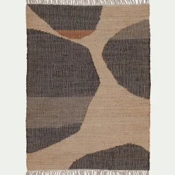 Tapis En Jute|Tapis De Salon*alinea Tapis en jute et coton à motifs 120x170cm - Noir