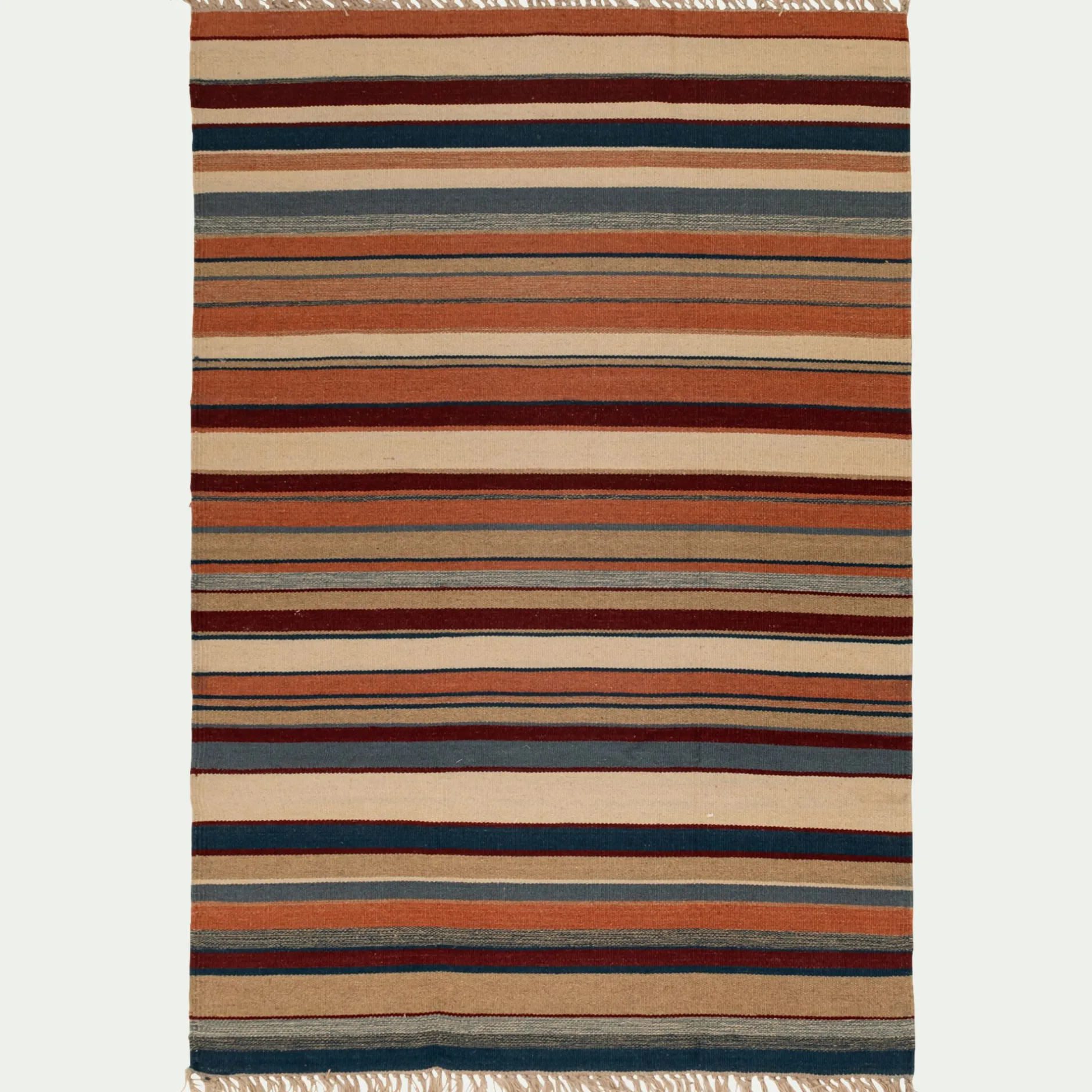 Tapis En Laine|Descente De Lit*alinea Tapis en laine à rayures 60x120cm - Rouge