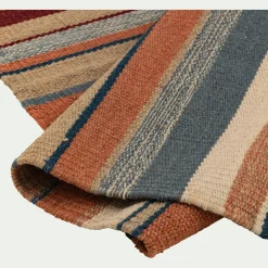 Tapis En Laine|Descente De Lit*alinea Tapis en laine à rayures 60x120cm - Rouge