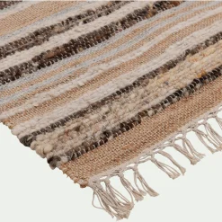 Tapis En Laine|Tapis En Jute*alinea Tapis en laine et jute à motifs rayés finition franges 160x230cm - Naturel