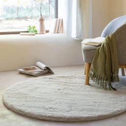 Descente De Lit|Tapis Uni*alinea Tapis imitation fourrure - D120cm Beige