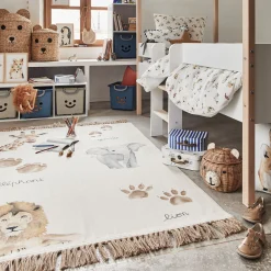 Matelas Enfant|Tapis Chambre Enfant*alinea Tapis imprimé animalier 120x180cm - Beige