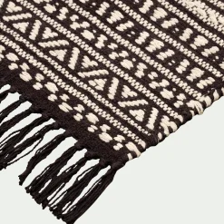 Descente De Lit|Tapis De Salon*alinea Tapis inspiration aztèque en coton - et blanc 60x90cm Noir