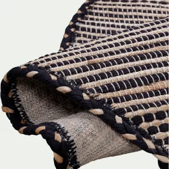 Tapis En Jute|Tapis De Salon*alinea Tapis rond en coton recyclé et jute - D160cm Noir