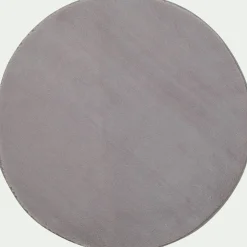 Descente De Lit|Tapis Uni*alinea Tapis rond imitation fourrure - restanque D70cm Gris