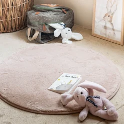 Tapis Chambre Enfant|Tapis Chambre Enfant*alinea Tapis rond imitation fourrure - argile D70cm Rose