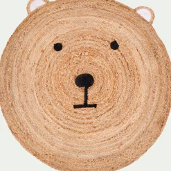 Matelas Enfant|Tapis Chambre Enfant*alinea Tapis rond motif tête d'ours en jute d100cm - Naturel