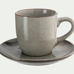 Vaisselle Petit Déjeuner|Tasse Et Mug*alinea Tasse et soucoupe petit-déjeuner en grès 22cl - Vert