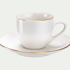 Vaisselle Petit Déjeuner|Tasse Et Mug*alinea Tasse et sous-tasse en porcelaine avec liseré doré D8cm - Blanc