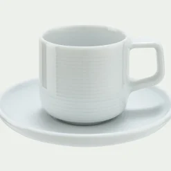 Vaisselle Petit Déjeuner|Tasse Et Mug*alinea Tasse et sous-tasse spirale en porcelaine 10cl - Blanc