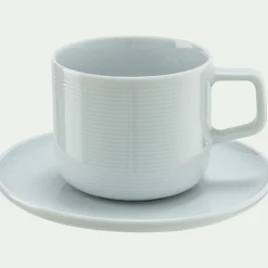 Vaisselle Petit Déjeuner|Tasse Et Mug*alinea Tasse et sous-tasse spirale en porcelaine 25cl - Blanc