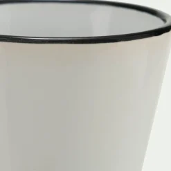 Vaisselle Petit Déjeuner|Tasse Et Mug*alinea Tasse expresso en grès avec liseré noir 10cl - Blanc