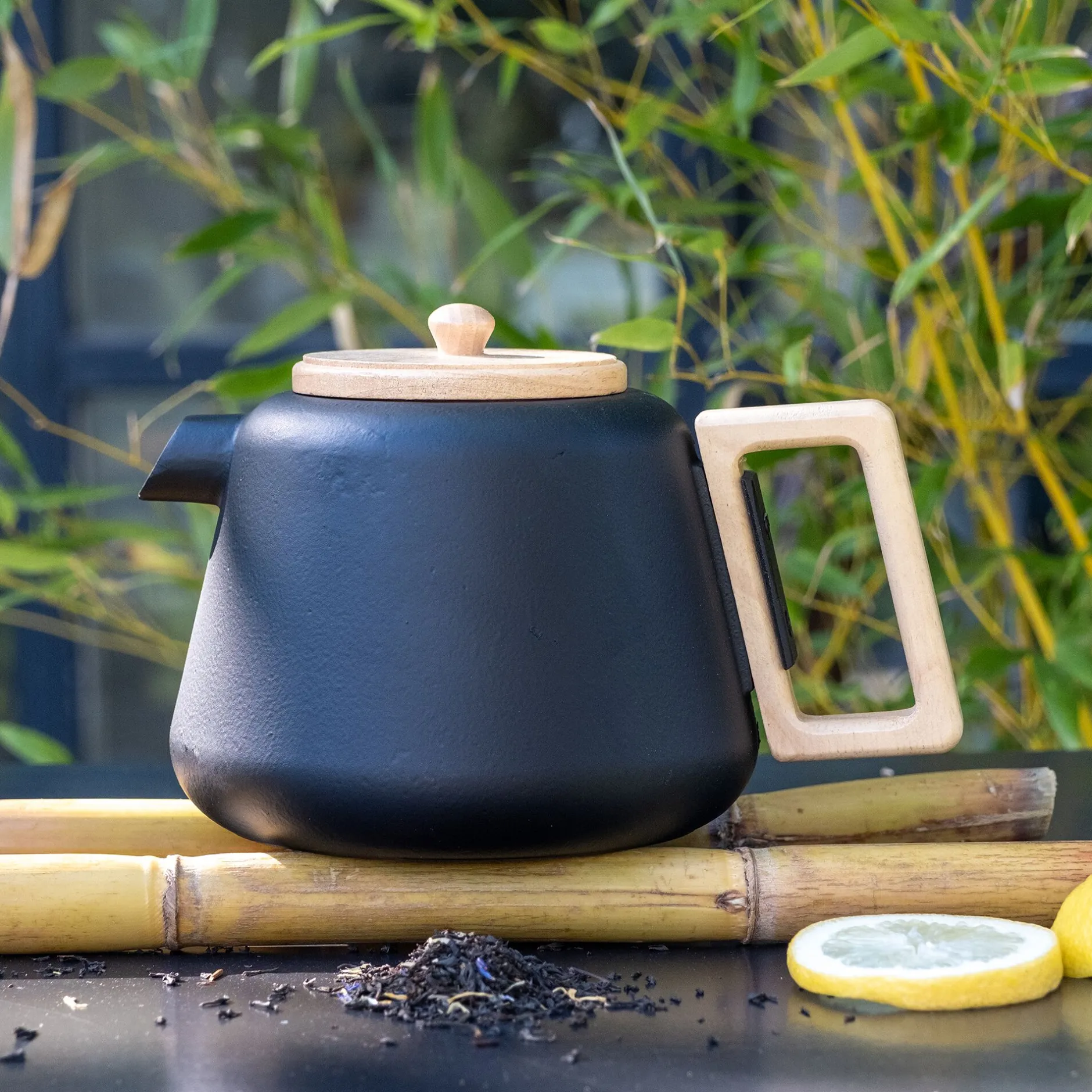 Vaisselle Petit Déjeuner|Cafetière Et Théière*alinea Théière en fonte et bois 1L - Noir