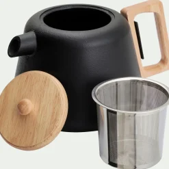 Vaisselle Petit Déjeuner|Cafetière Et Théière*alinea Théière en fonte et bois 1L - Noir