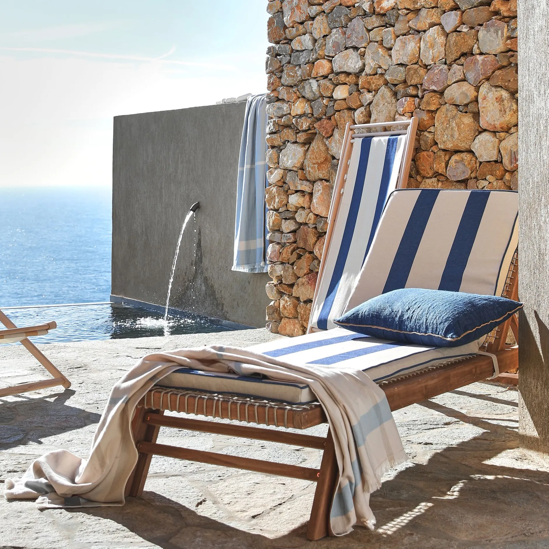 Chilienne*alinea Toile de chilienne rayée en tissu - Bleu