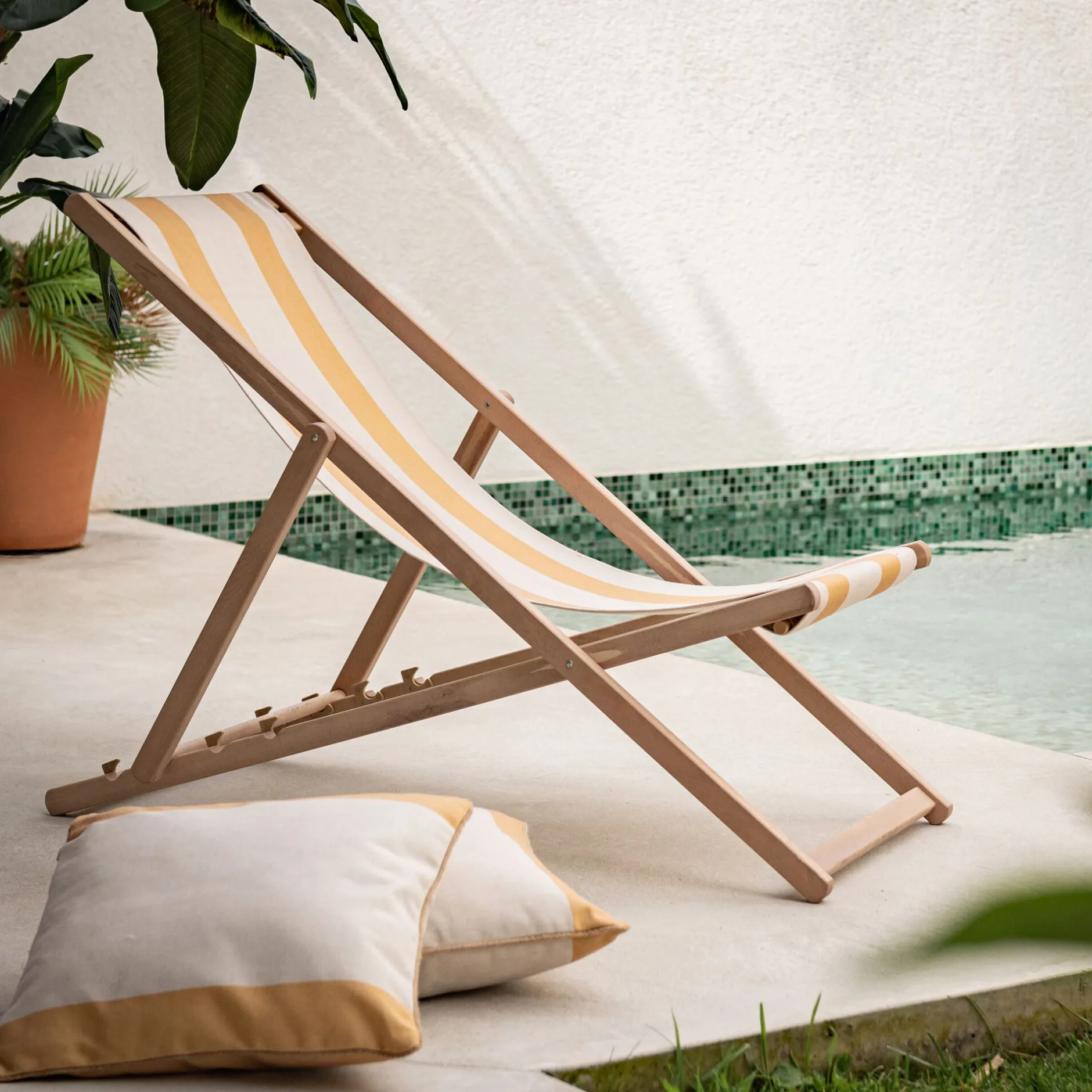 Chilienne*alinea Toile de chilienne rayée en tissu - Jaune