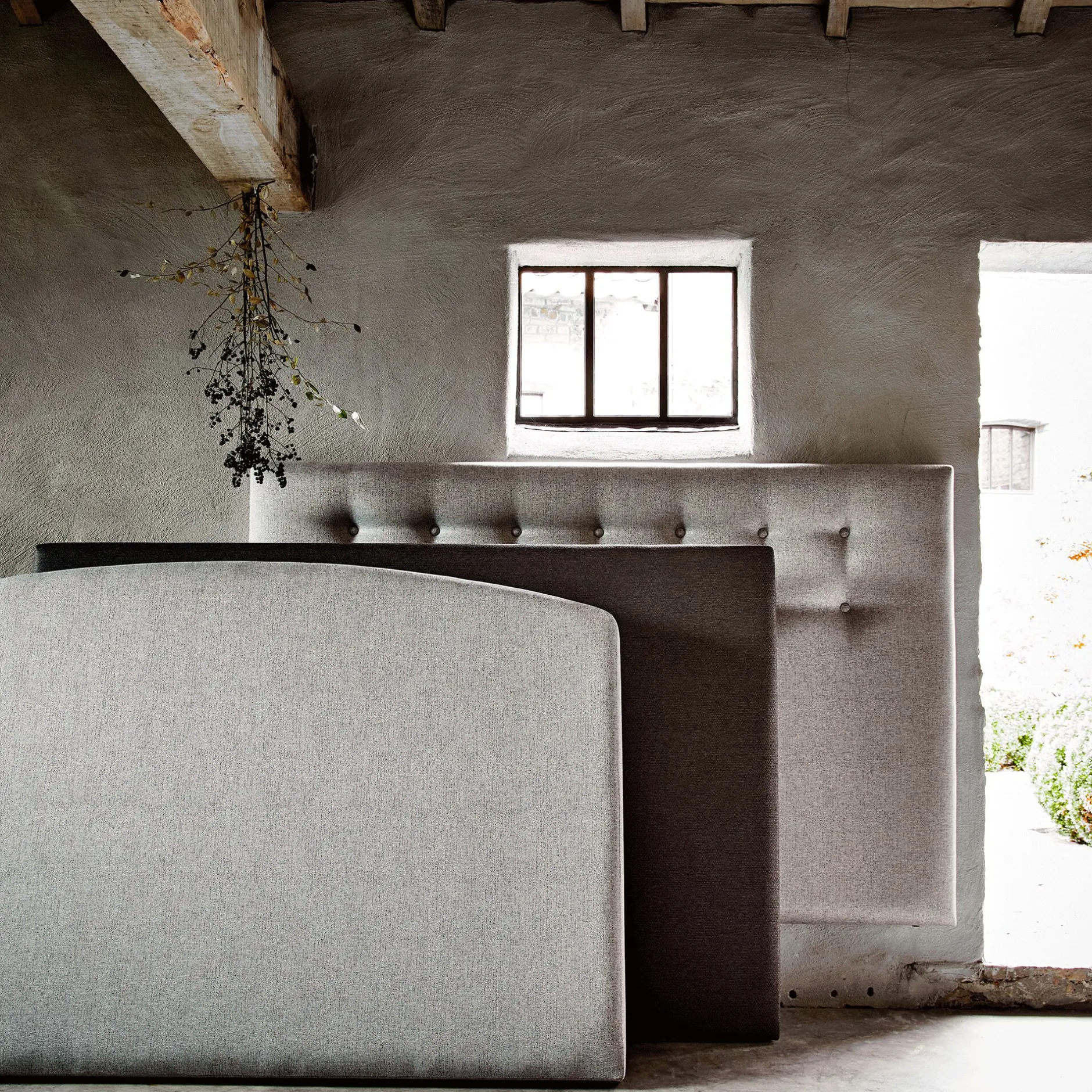 Tête De Lit*alinea Tête de lit galbée en tissu - clair L170cm Gris