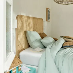 Tête De Lit*alinea Tête de lit rectangulaire en rotin 130x170 - Bois clair