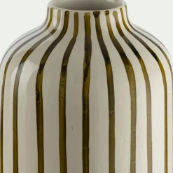 Vase*alinea Vase à rayures en grès H30cm - Vert