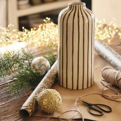 Vase*alinea Vase à rayures en grès H30cm - Vert