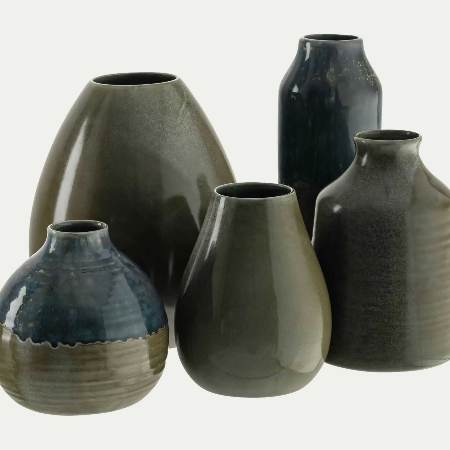 Vase*alinea Vase boule en faïence bicolore H17,5cm - Vert