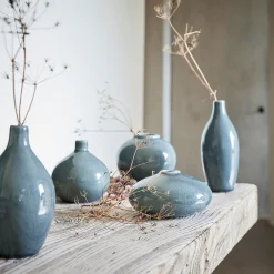 Vase*alinea Vase boule en grès 11cm - Bleu