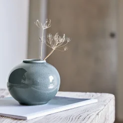 Vase*alinea Vase boule en grès H10cm - Bleu