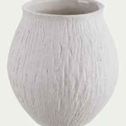 Vase*alinea Vase boule en grès strié H10,5cm - Blanc