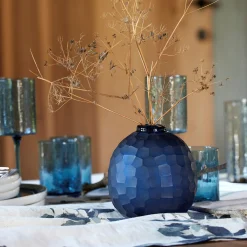 Vase*alinea Vase boule en verre sodocalcique H15,5cm - Bleu