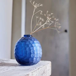 Vase*alinea Vase boule en verre sodocalcique H15,5cm - Bleu