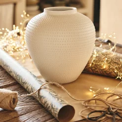 Vase*alinea Vase boule texturé en grès D24xH26cm - Blanc