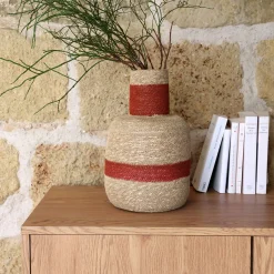 Vase*alinea Vase bouteille en jonc de mer H38cm - brûlée Orange