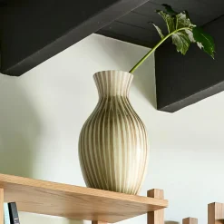 Vase*alinea Vase classique en bambou rayé H41cm - Blanc