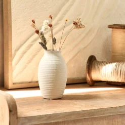 Vase*alinea Vase classique en grès strié H12,5cm - Blanc