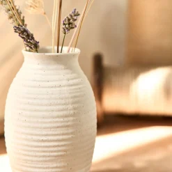 Vase*alinea Vase classique en grès strié H12,5cm - Blanc