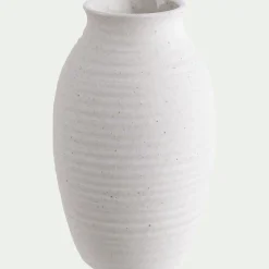 Vase*alinea Vase classique en grès strié H12,5cm - Blanc