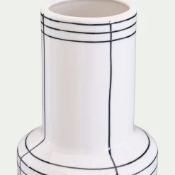 Vase*alinea Vase contemporain en céramique à rayures H35cm - Blanc