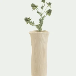 Vase*alinea Vase contemporain en faïence striée H31,5cm - Blanc