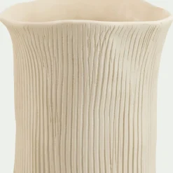 Vase*alinea Vase contemporain en faïence striée H31,5cm - Blanc