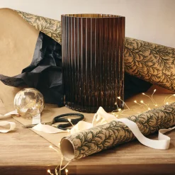 Vase*alinea Vase contemporain en verre strié H26cm - Marron