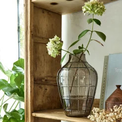 Vase*alinea Vase quadrillé en verre teinté H30cm - Gris