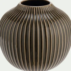 Vase*alinea Vase strié en grès H14,5cm - Vert