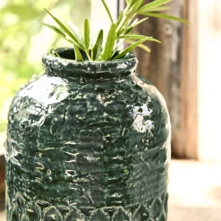Vase*alinea Vase texturé en grès D13,5xH16cm - Vert