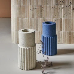 Vase*alinea Vase tube en béton à relief H21cm - Blanc