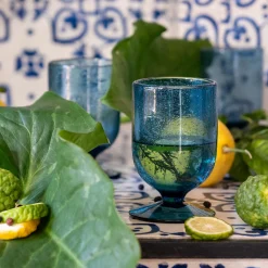 Verre À Pied|Verre À Vin*alinea Verre à pied en verre bullé 25cl - Bleu