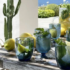 Verre À Pied|Verre À Vin*alinea Verre à pied en verre bullé 25cl - Bleu